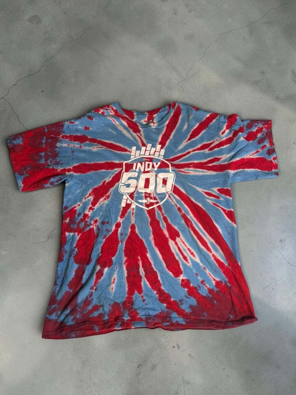 103rd Indianapolis 500 Motor Speedway 2019 Red and Blue Tie-Dye T-Shirt